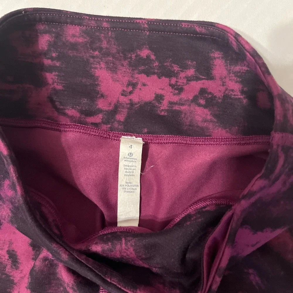 Lululemon Women's Purple Black Tie Dye High Rise Leggings Athletic Pants